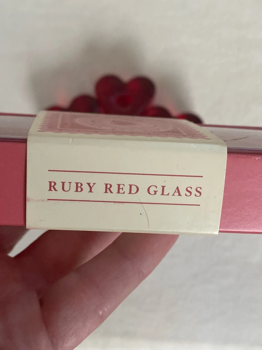 VTG 2002 Williams Sonoma Ruby Red Glass Heart Shaped Tiny Taper Candle Holders
